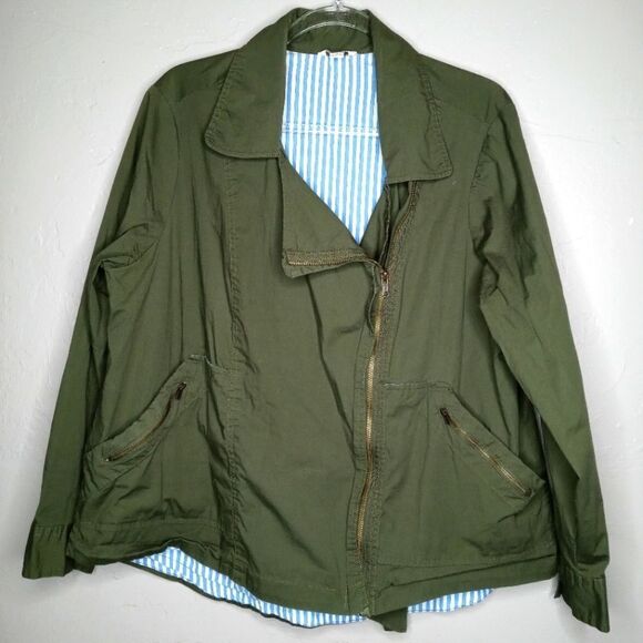 Cato Green Asymmetrical Zipper Jacket - Picture 1 of 8